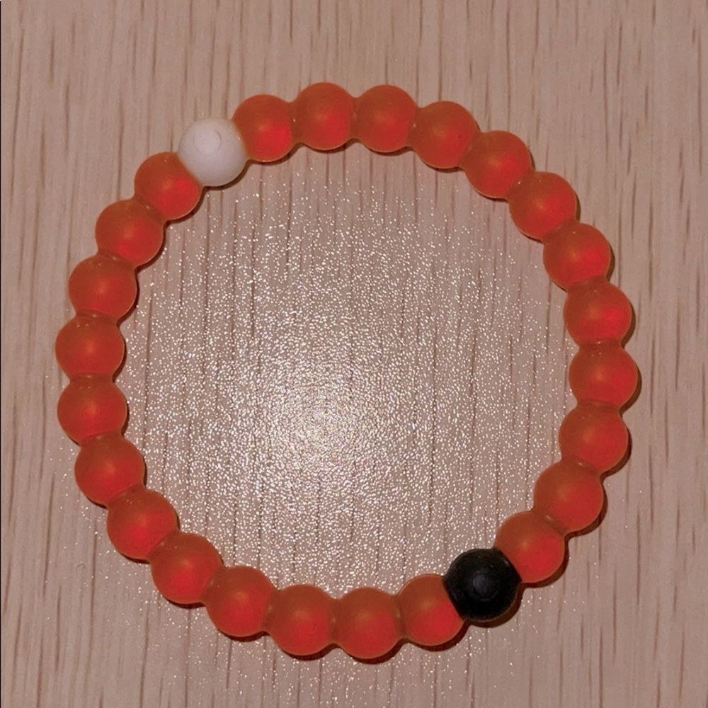 Lokai Orange Beaded Bracelet with White and Black Accent Beads
